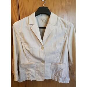 J Jill Jacket Womens  Beige Button Up Cotton Classic Lined Pockets Cottage 16